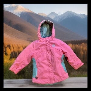 Girls Gerry pink and gray hooded snowboard ski jacket Sz X-Small 5-6 no liner